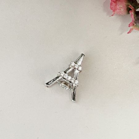Eifel Tower with Dangling Solitaire 925 Sterling Silver Necklace